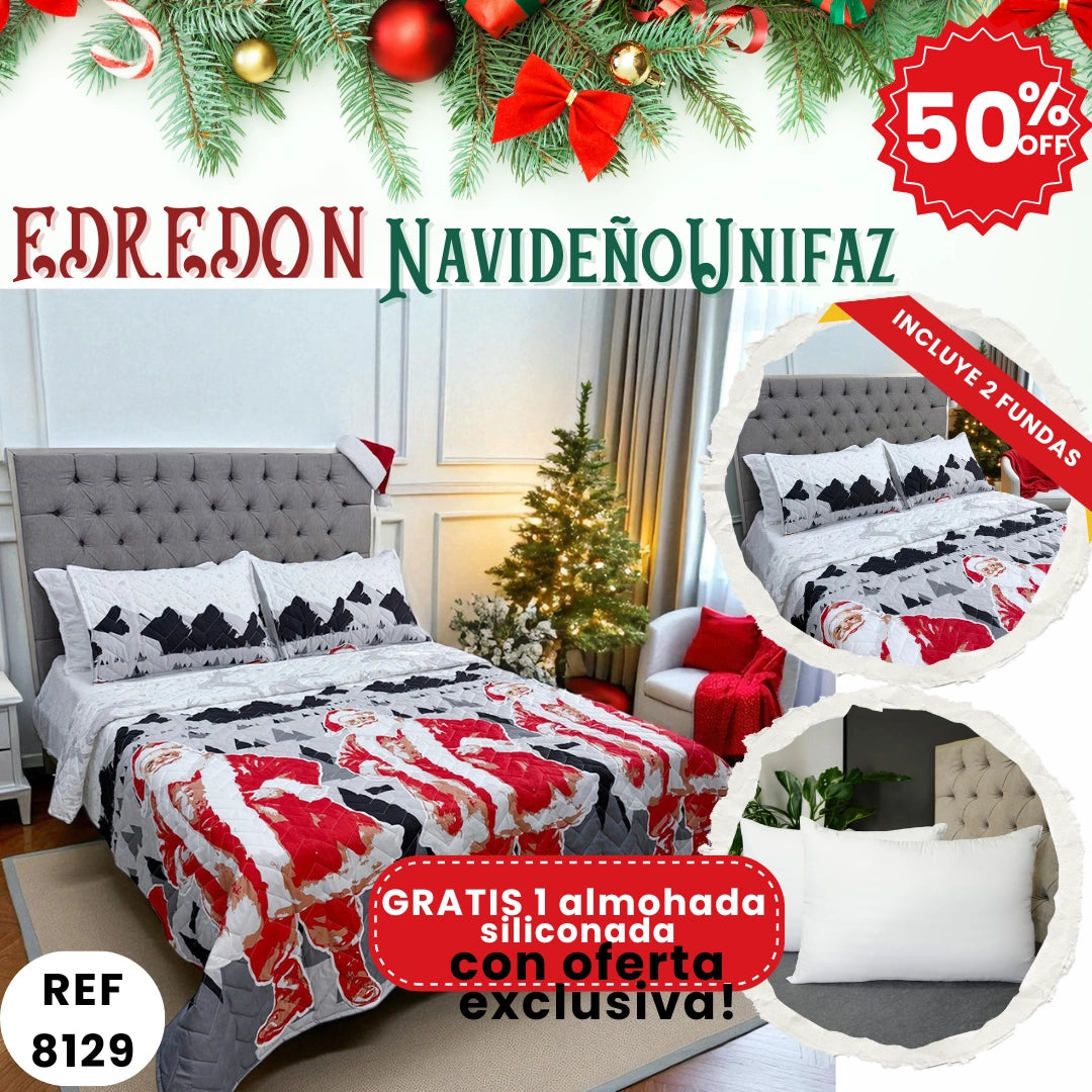 Edredón Unifax Navideño210x240 cm-Convierte tu habitación en un refugio navideño con elegancia
