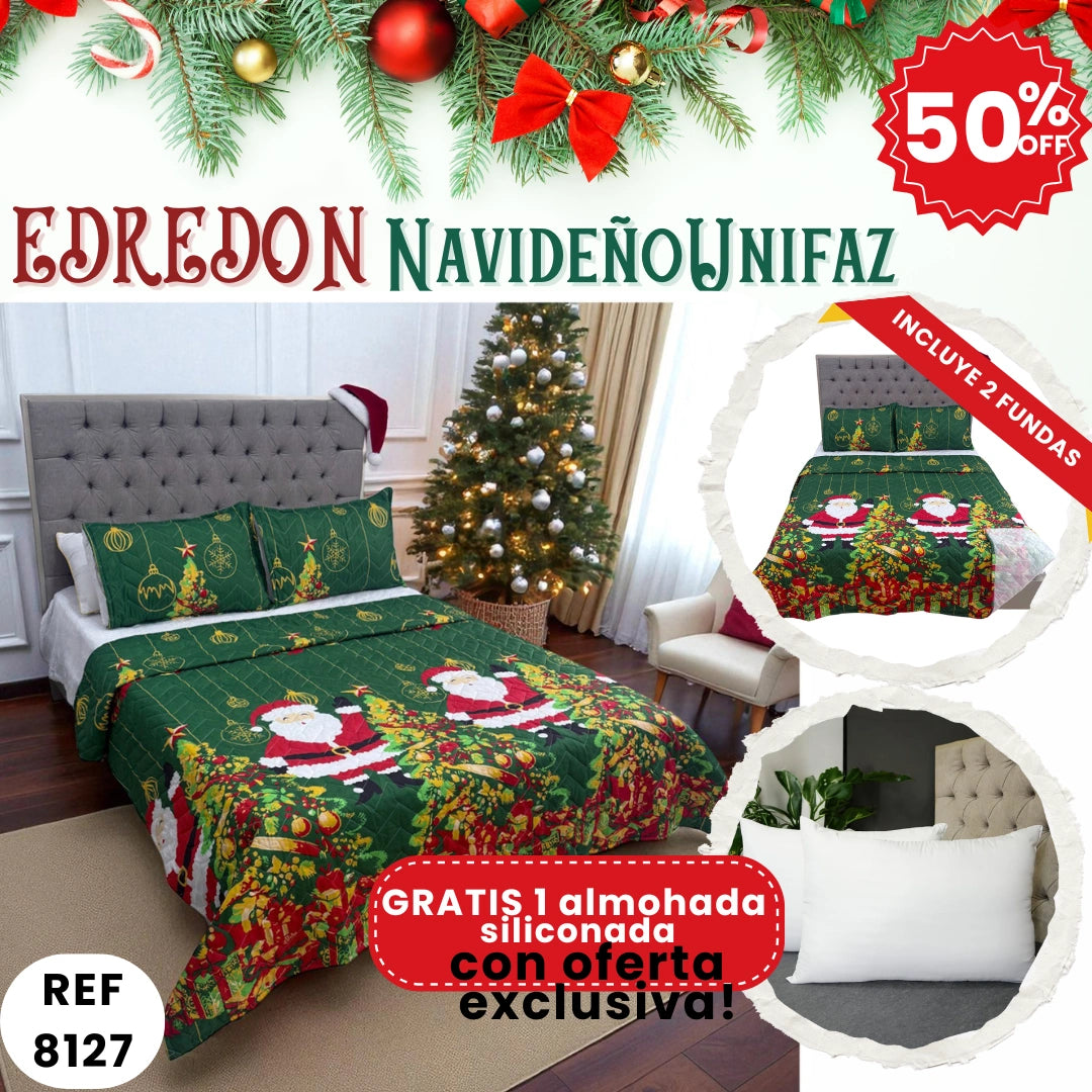 Edredón Unifax Navideño210x240 cm-Convierte tu habitación en un refugio navideño con elegancia