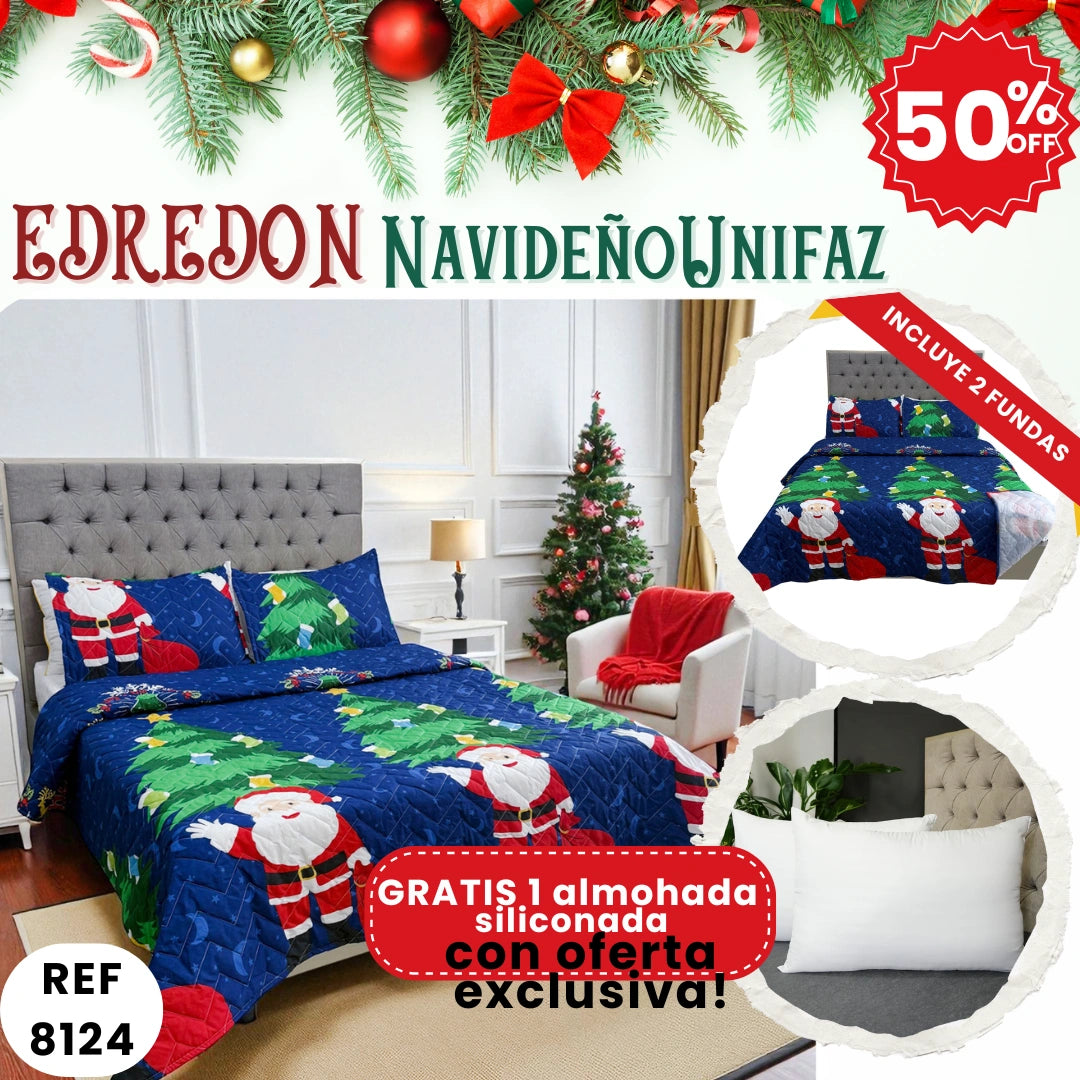 Edredón Unifax Navideño210x240 cm-Convierte tu habitación en un refugio navideño con elegancia