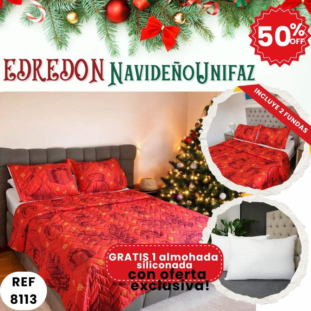 Edredón Unifax Navideño210x240 cm-Convierte tu habitación en un refugio navideño con elegancia