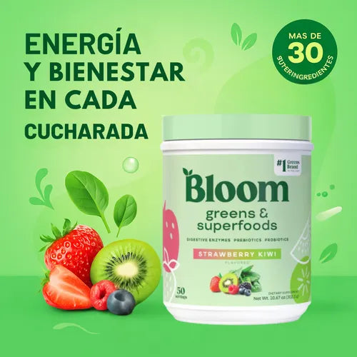Bloom Nutrition Greens – Empieza tu día con energía y una digestión ligera.