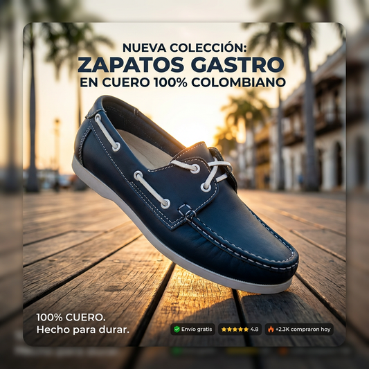 Apache Azul Casual- 100% Cuero Genuino